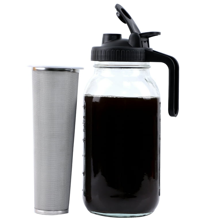 Portable Cold Brew Coffee Maker Wide Mouth Cold Brew Pitcher with Coffee  Filter