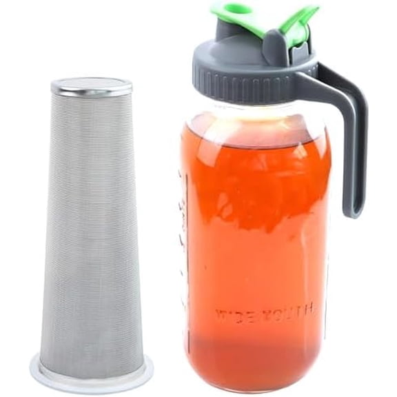 Cold Brew Mason Jar Iced Coffee Maker 64 Oz Wide Mouth Jar Cold Brew Pitcher With Coffee Filter Food Grade Airtight & Leak-Proof Pitcher 2 Quart