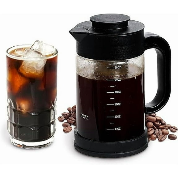 COOK WITH COLOR Cold Brew & Tea Maker, Glass Coffee Pot with Filter, Black