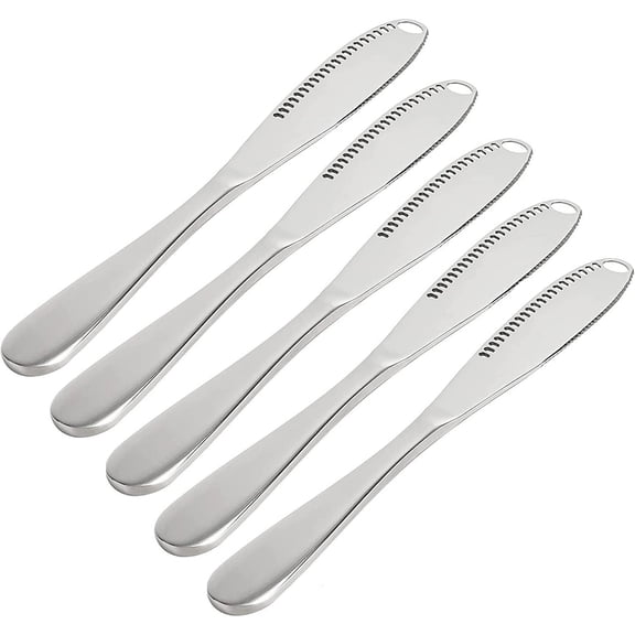 Cold Butter Spreader Knives with Holes Butter Knife for Cold Butter Metal Butter Slicers Knives & Picks Stainless-Steel Butterknife Table Dinner Knifes for Salted Butter, 5 Pack