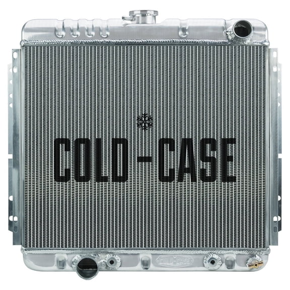 Cold Case Radiators 21.06 x 20.5 x 3 in. Passenger Side Inlet & Driver Side Outlet Radiator for 1967-1970 Big Block Ford Mustang - Polished