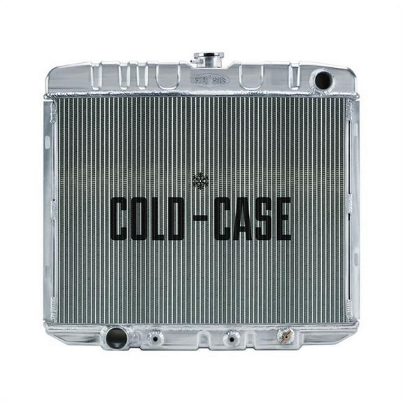 Cold Case Radiators  25.5 x 21.5 x 3 in. Passenger Side Inlet & Driver Side Outlet Radiator for 1966-1967 Big Block Ford Fairlane - Polished
