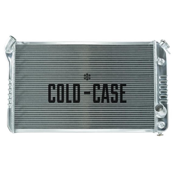 Cold Case Radiators CCRCHV716A 33.7 x 19 x 3 in. Driver Side Inlet & Passenger Side Outlet Radiator for 1973-1976 Small Block Chevy Corvette - Polished