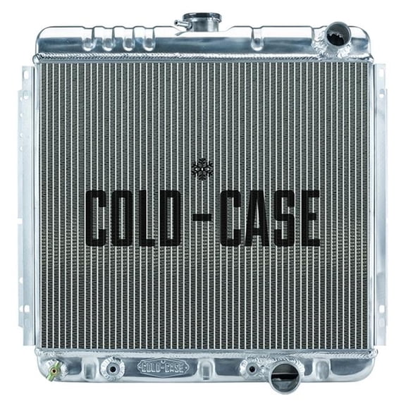 Cold Case Radiators CCRFOM561A 22.4 x 20.5 x 3 in. Passenger Side Inlet & Outlet Radiator for 1967-1970 Small Block Ford Mustang - Polished