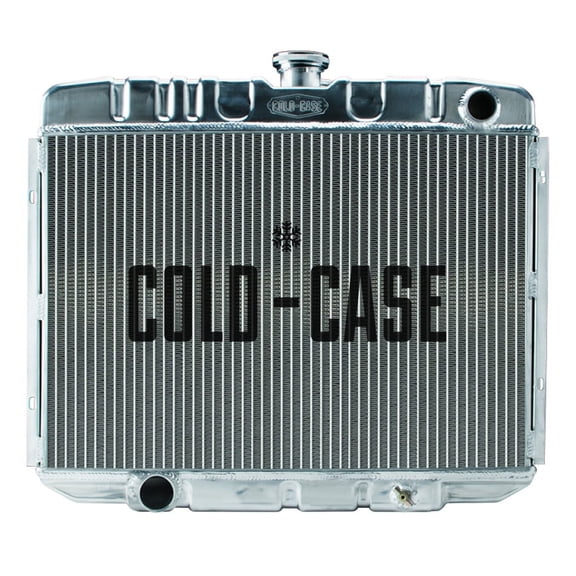 Cold Case Radiators CCRFOM588 25 x 21.25 x 3 in. Passenger Side Inlet & Driver Side Outlet Radiator for 1967-1970 MT Big Block Ford Mustang - Polished