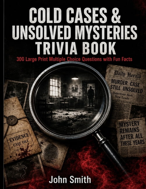 Cold Cases & Unsolved Mysteries Trivia Book: 300 Large Print Multiple Choice Questions with Fun Facts - Test Your True C, (Paperback)