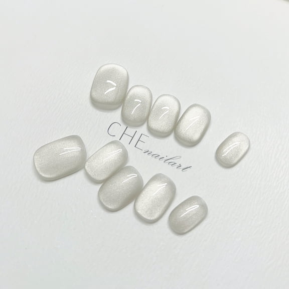 Cold Cat Eye White Fairy Niche Handmade Wearable Manicure Fake Nail Patch