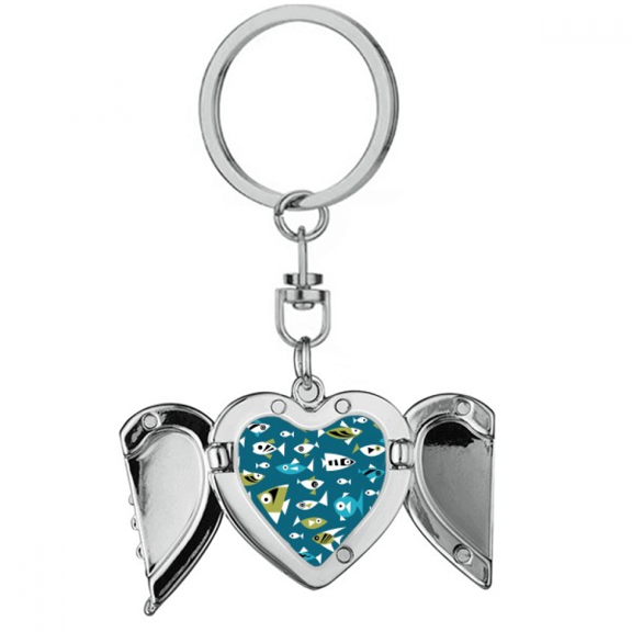 Cold Color Blocks Fishes Heart Angel Wing Key Chain Holder
