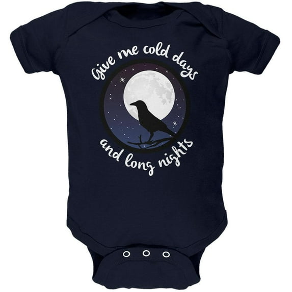 Cold Days Long Nights Fall Moon Raven Soft Baby One Piece Navy 18-24 M