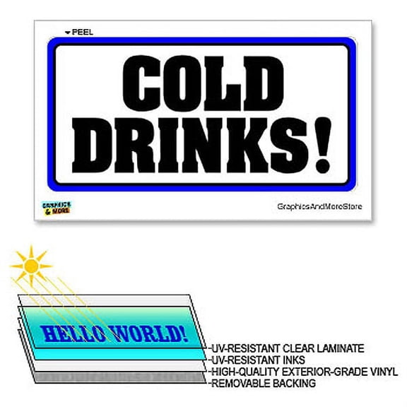 Cold Drinks - 12 in x 6 in - Laminated Sign Window Business Sticker