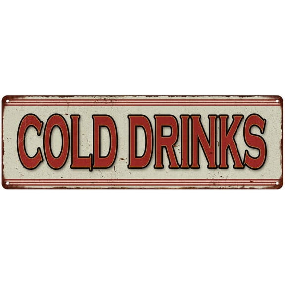 Cold Drinks Restaurant Diner Food Vintage Look Metal Sign 6x18 206180068010