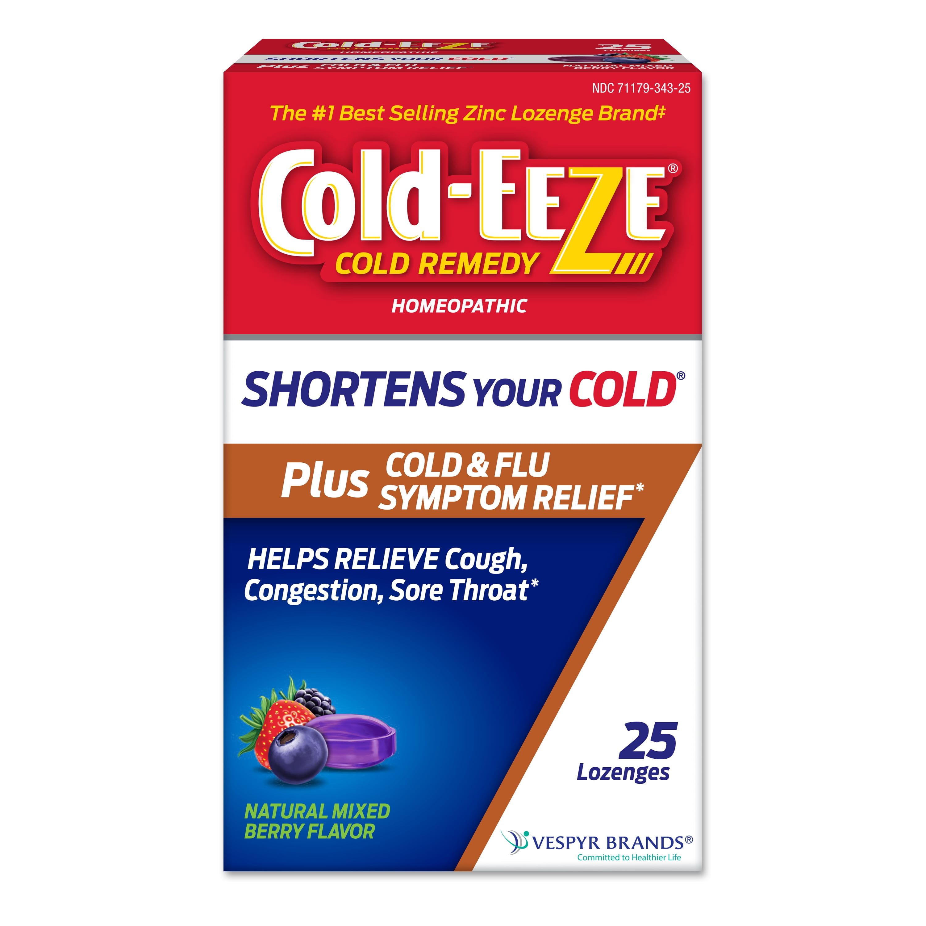 ColdEEZE Plus Cold & Flu Symptom Relief Zinc Lozenges, Natural Mixed