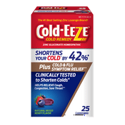 Cold-EEZE Plus Cold & Flu Symptom Relief Zinc Lozenges, Natural Mixed Berry, 25 Ct