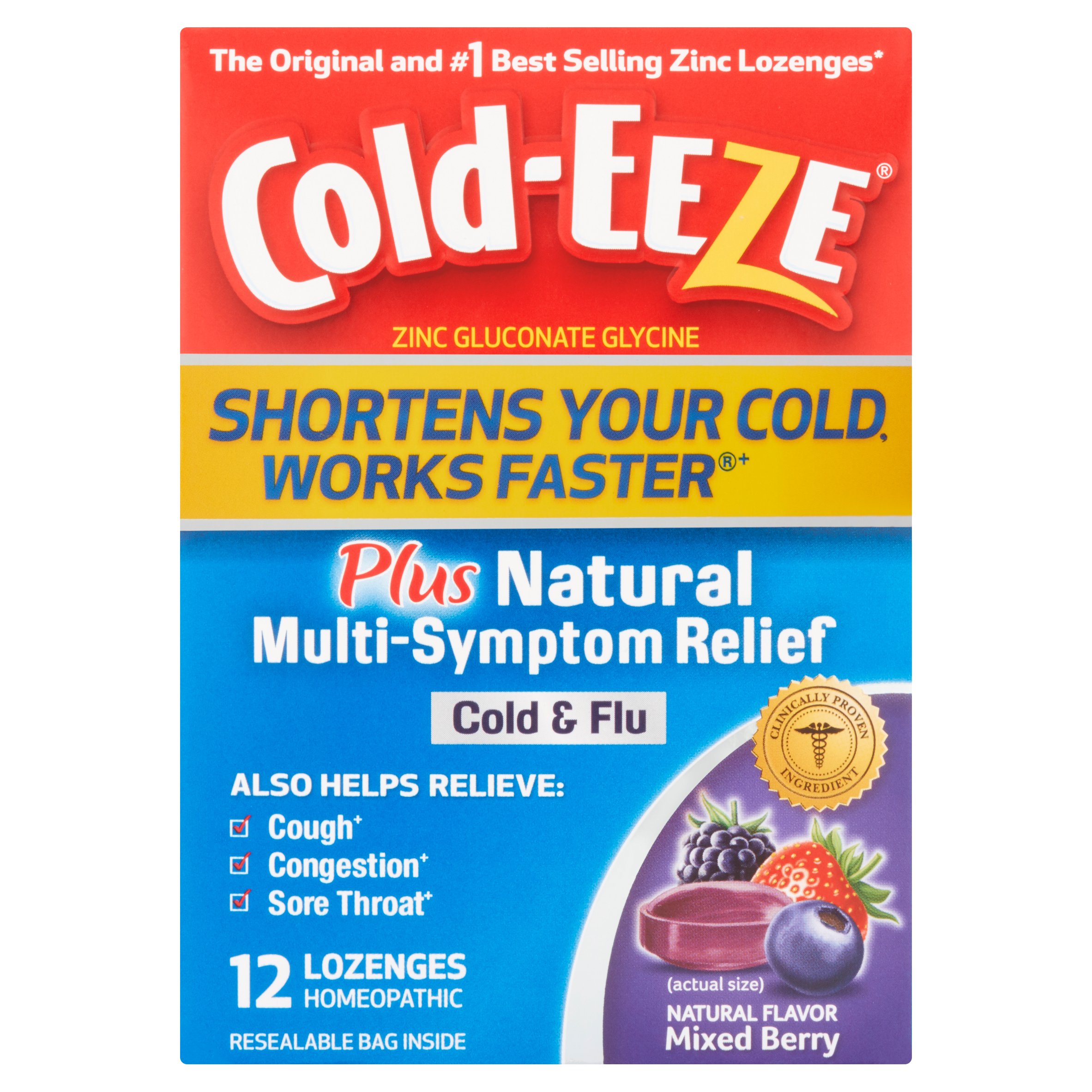 ColdEEZE Plus Natural MultiSymptom Relief Lozenges, Mixed Berry, 12