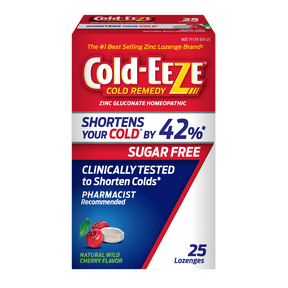 Cold-EEZE Cold Remedy Zinc Lozenges, Shortens the Common Cold, Sore Throat, Cough, Congestion & Post Nasal Drip Natural Sugar-Free Wild Cherry 25ct