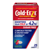 Cold-EEZE Cold Remedy Zinc Lozenges, Natural Sugar-Free Wild Cherry, 25 Ct