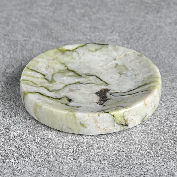 Cold Emerald Marble Jewelry Dish 4, Green Stone Trinket Tray for Rings Earrings Necklaces, Natural Emerald Marble Soap Dish for Bathroom & Sink, Minimalist Decorative Catchall for Home Dcor