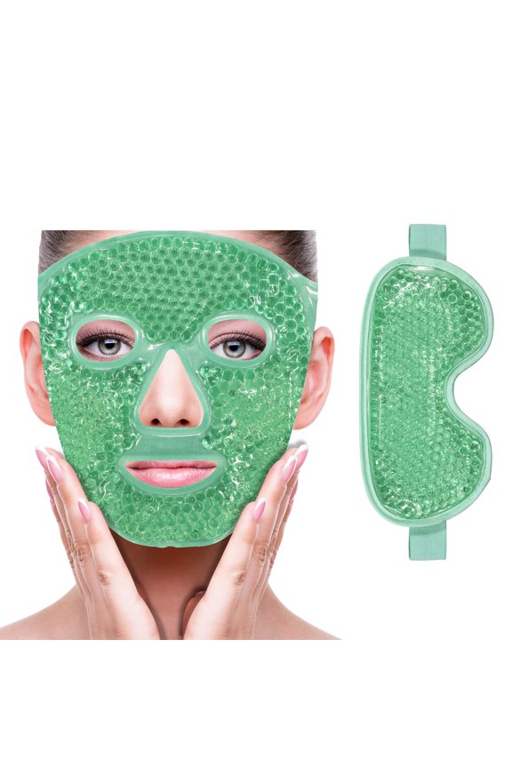 Cold Face Eye Mask Ice Pack Reduce Facial Puff, Dark Circles, Gel Beads Hot Heat Cold Compress Pack, Face SPA for Woman Sleeping, Pressure, Headaches, Skin Care, Post Laser Care[Blue]
