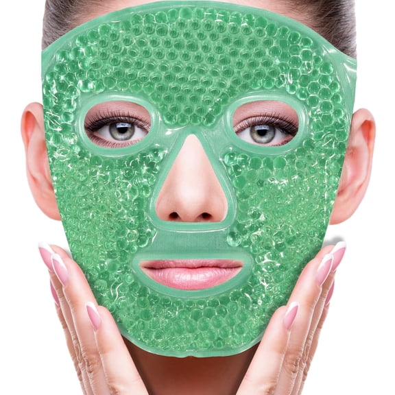 Cold Face Eye Mask Ice Pack Reduce Facial Puff, Dark Circles, Gel Beads Hot Heat Cold Compress Pack, Face SPA for Woman Sleeping, Pressure, Headaches, Skin Care, Post Laser Care[Blue]
