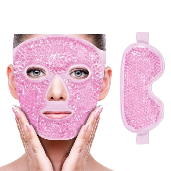 Cold Face Eye Mask Ice Pack Reduce Facial Puff, Dark Circles, Gel Beads Hot Heat Cold Compress Pack, Face SPA for Woman Sleeping, Pressure, Headaches, Skin Care, Post Laser Care[Blue]