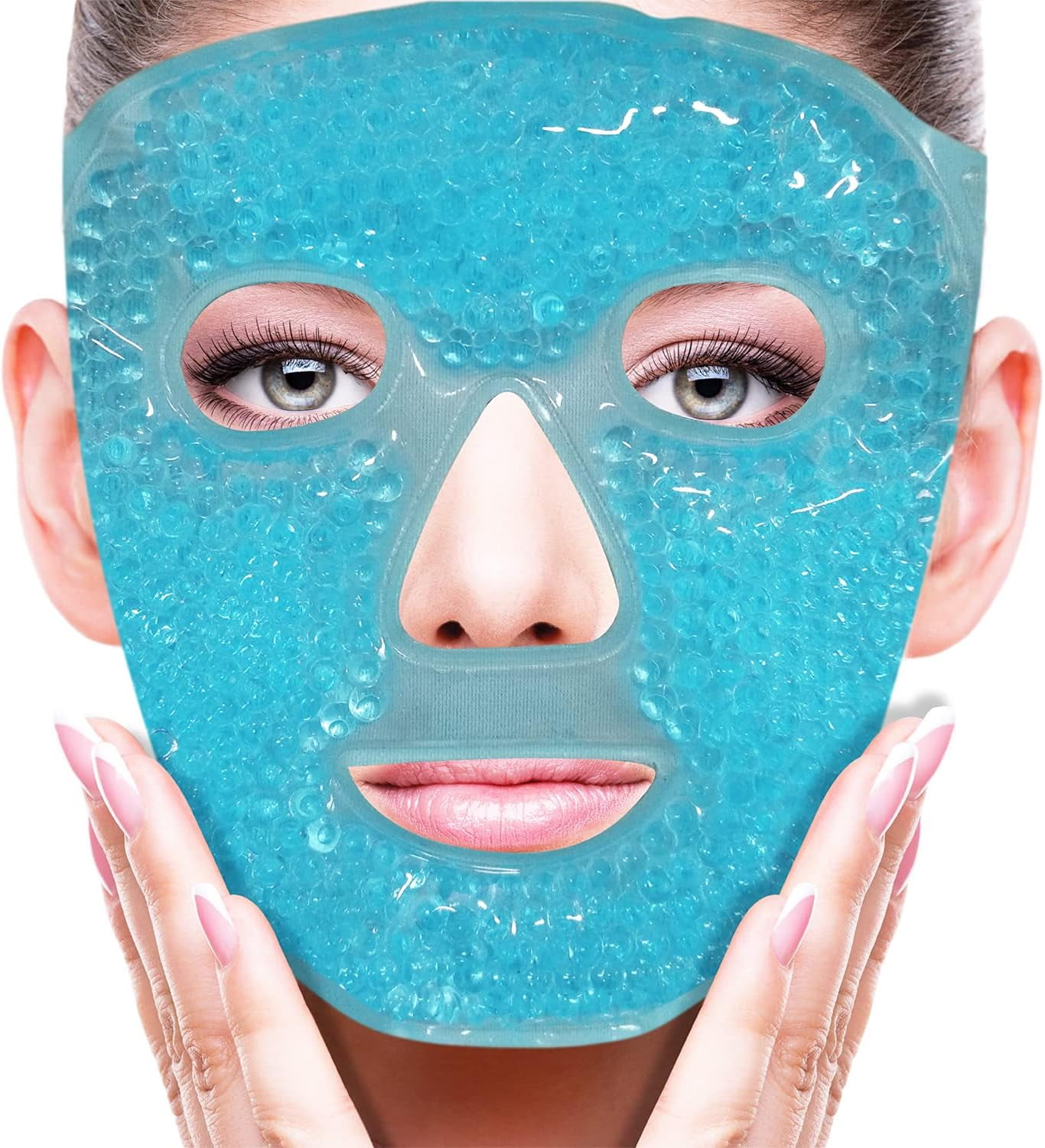 Cold Face Mask Ice Pack Reduce Face Puff, Dark Circles, Gel Beads Hot Heat Cold Compress Pack