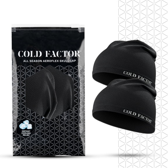 Cold Factor All Season Beanie, One Size, Sports Sweatbands, Unisex, Black, 2 Pack