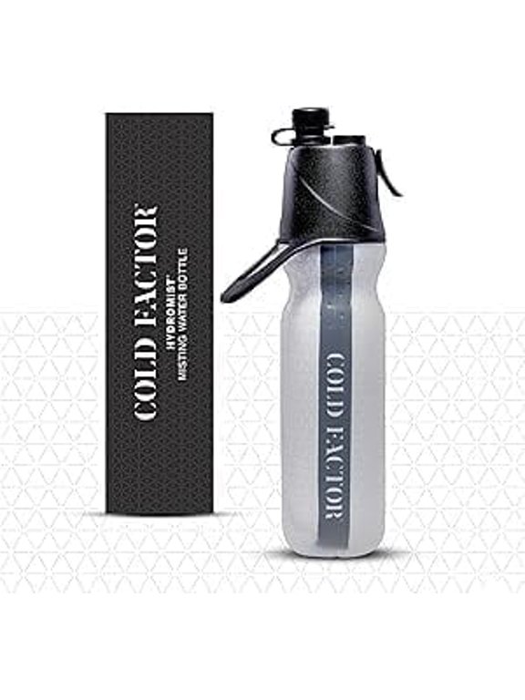 Dual-Action Misting Water Bottle, Black, 20 oz – Stay Hydrated & Cool with Insulated Design – Leak-Proof, Portable, and Eco-Friendly
