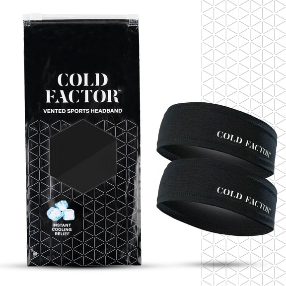 Cold Factor Reflective Vented Headband, Unisex, One Size, Black, 2 Pack