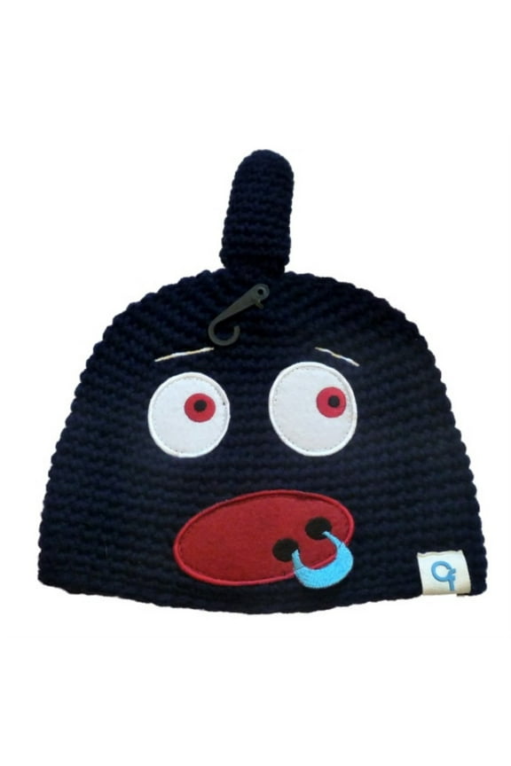 Boys Blue Knit Monster Hat  Nose Ring Beanie