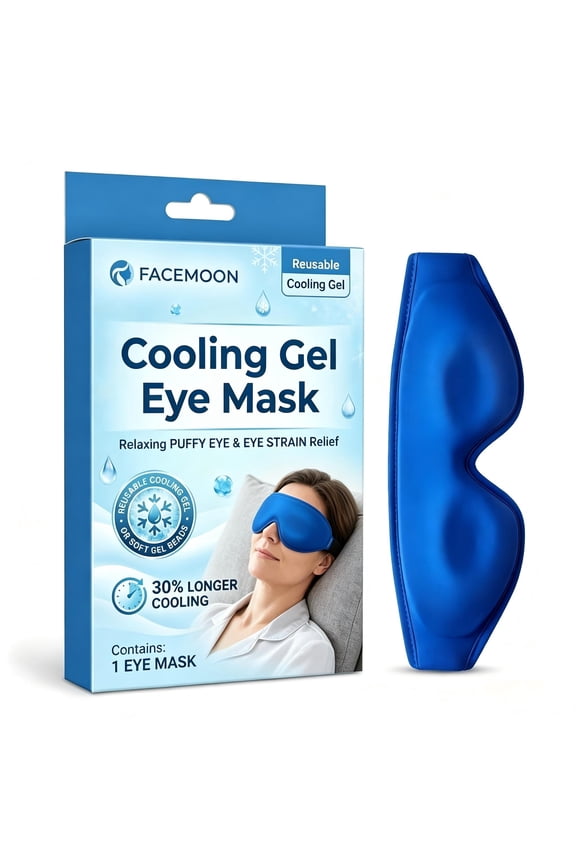Cold Gel Eye Mask: Ice Cooling Compress for Puffy Eyes, Dark Circles, Sinus Pressure & Eye Fatigue, Contoured Reusable Design, Fits All Head Sizes, Daily Eye Care