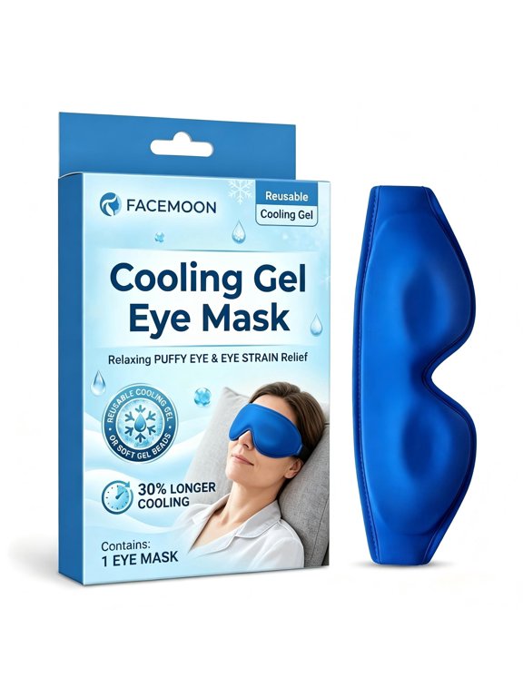 Cold Gel Eye Mask: Ice Cooling Compress for Puffy Eyes, Dark Circles, Sinus Pressure & Eye Fatigue, Contoured Reusable Design, Fits All Head Sizes, Daily Eye Care