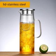 Cold Glass Water Bottle Jar Kettle Transparent Large Capacity Heat Resistant Water Pot with Handle Teapot Pitchers 1.2L 1.5L
