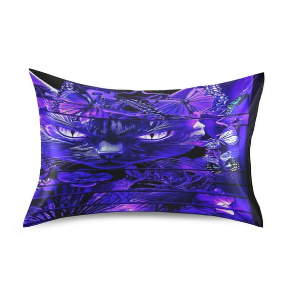 Cold Hearted Cat Queen Size Satin Pillowcase 30''x20'' Double-Sided Print Soft Wrinkle Resistant