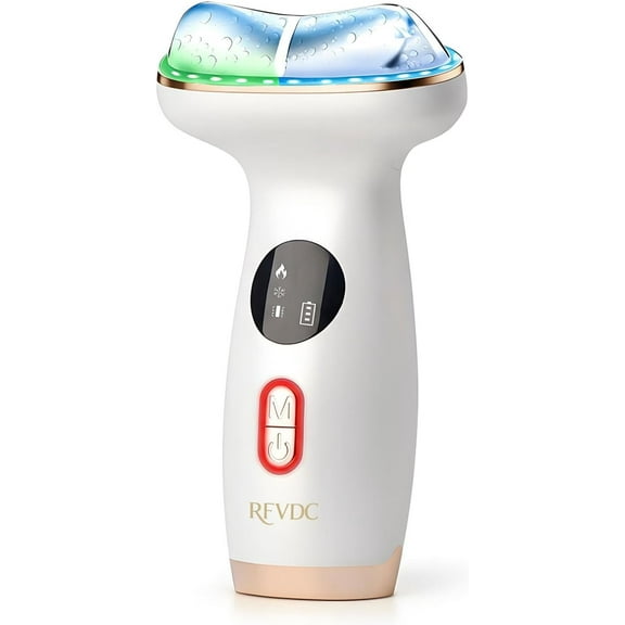 Cold Heat Facial Massager for Face Neck Tightening Lifting Depuffing,7-in-1 Red Light Therapy Sculptor Tool& Depuffer Wand,Cooling LED Electric gua sha Lift Device,Reduce Forehead Frown Smile Lines