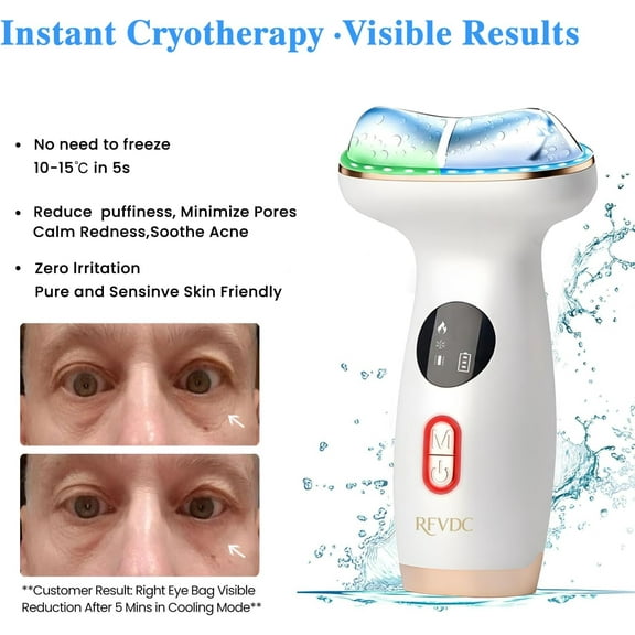 Cold Heat Facial Massager for Face Neck Tightening Lifting Depuffing,7-in-1 Red Light Therapy Sculptor Tool& Depuffer Wand,Cooling LED Electric gua sha Lift Device,Reduce Forehead Frown Smile Lines