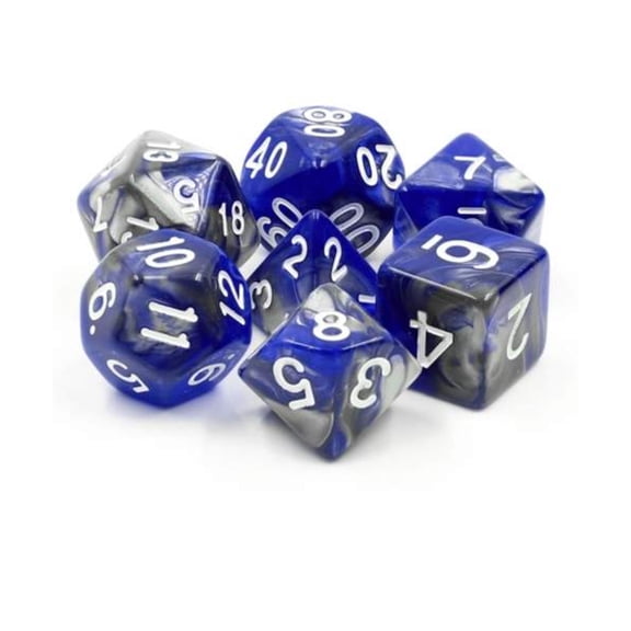 Foam Brain Games Poly Set - Cold Iron w/White (7) New