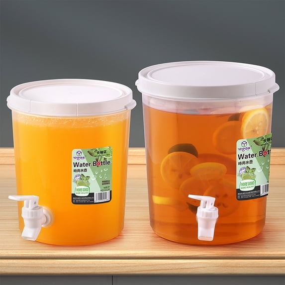 Cold Kettle Jar Drink Dispenser, Transparent Leak Proof Storage, Spigot Lid Design, For Juices Iced Tea, Summer Parties Beverage Server Akmoler | White