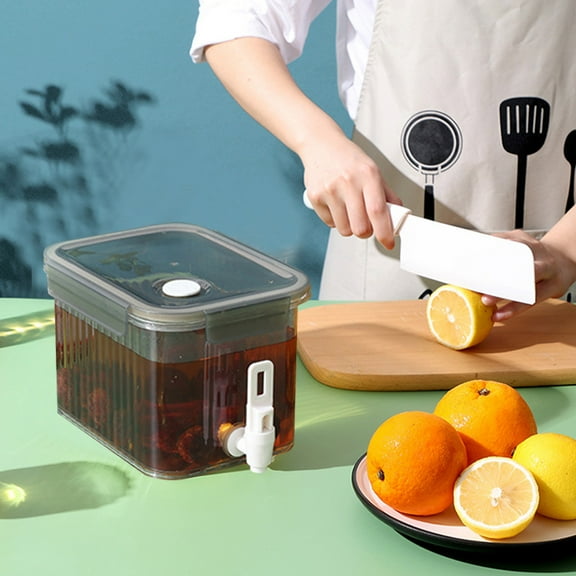Cold Kettle Kitchen, Hwkond Large Capacity Plastic Beverage Dispenser, Drink Dispenser With Tap Ice Lemonade Juice Container With Lid, Fruit Teapot Lemonade Milk Bucket Drink Container,Gray