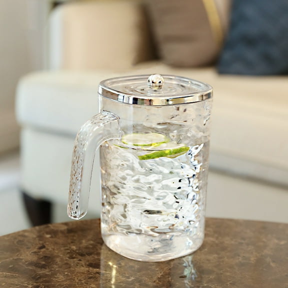 Cold Kettle Refrigerator Pitcher with Lid, 2L Drink Container for Iced Tea, Lemonade and Fruit Infused Water, Clear Plastic Beverage Dispenser for Kitchen, Home and Party