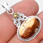 Cold Mountain Thunder Egg & Citrine 925 Sterling Silver Pendant Jewelry P-1603 SDP129341