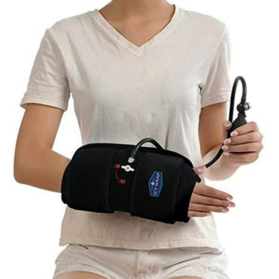 Cold Pack Compression Wrap for Hand, Wrist, Arm – by Icy Wrap - Ice Pack Therapy Cryo-Cool Flexible Treatment for Injuries, Aches, Swelling, Sprains, Inflammation