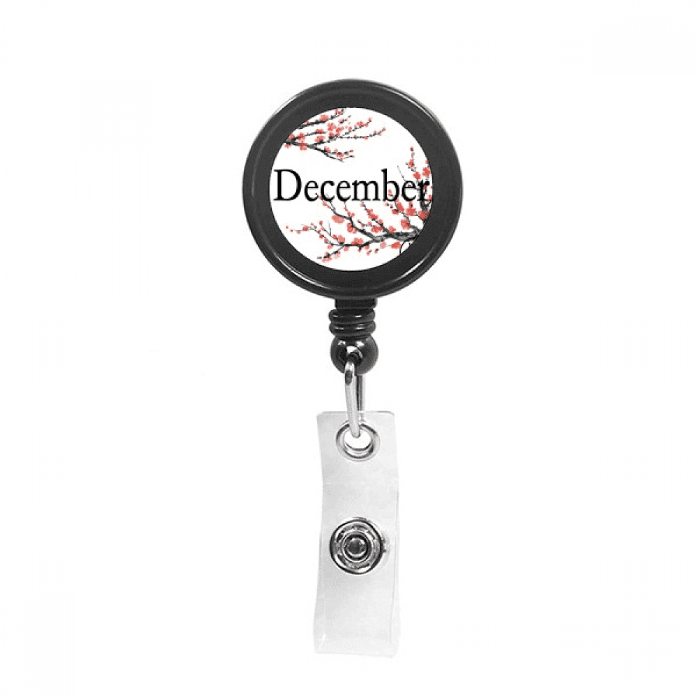Cold Plum December Design Pattern Retractable Keychain Badge Holder ID Badge