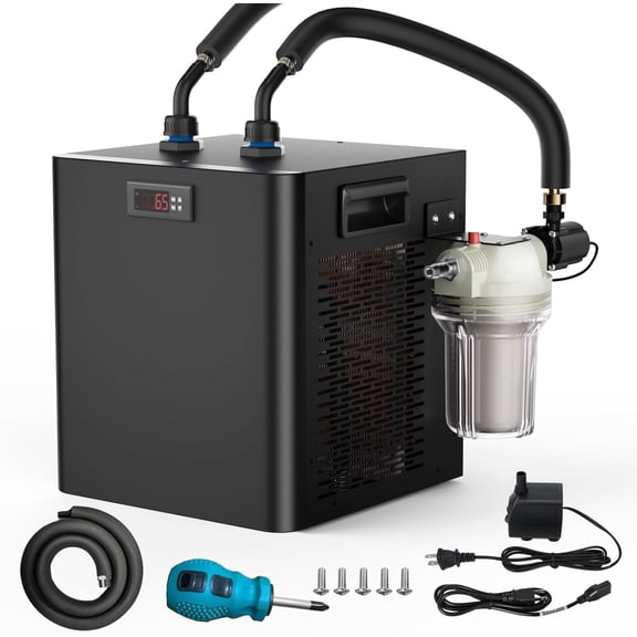Cold Plunge Chiller with Filter, 1/3 Hp Ice Bath Water Chiller for Cold Plunge with Submersible Water Pump, Insulated Hoses, Ideal for Cold Therapy Recovery