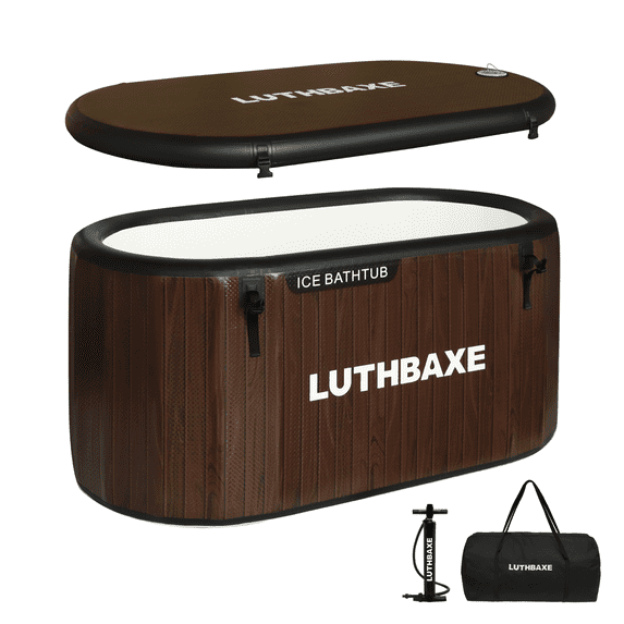 Cold Plunge Tub - Upgrade 212 Gallon Inflatable Ice Bath Tub for Athletes - Cold Bath Tub for Cold Water Therapy Recovery - Large Ice Baths at Home or Outdoor- 59" L x 32" W x 28" H,Wood Grain