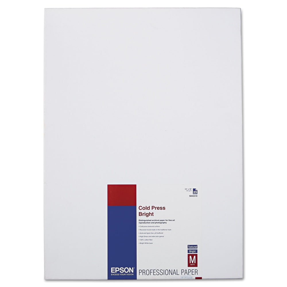 Cold Press Bright Fine Art Paper, 21 mil, 13 x 19, Textured Matte White, 25/Pack Cold Press Bright Fine Art Paper, 21 mil, 13 x 19, Textured Matte White, 25/Pack