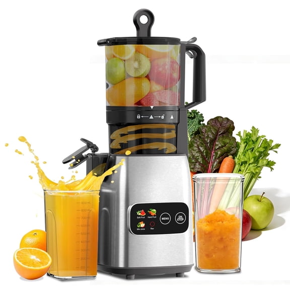 Cold Press Juicer 5.4 Wide Feed Chute Juicer Machines Slow Masticating Juicer for Whole Vegetables & Fruits Easy to Clean Juice Extractor Machine High Juice Yield 3 Function Modes