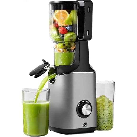 Cold Press Juicer 5.6 Wide Feed Chute Juice Extractor Machine with 400W High Juice Yield Slow Masticating Juicer for Whole Vegetables & Fruits Deep Gray