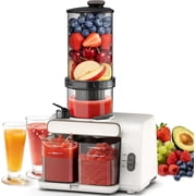 Cold Press Juicer, 99% Juice Yield, 5.4 Wide Feed Chute, 200W Quiet Motor, Automatic Pulp Separation, Slow Masticating Juicer Machine for Whole Fruits & Vegetables, Easy to Clean & Assemble