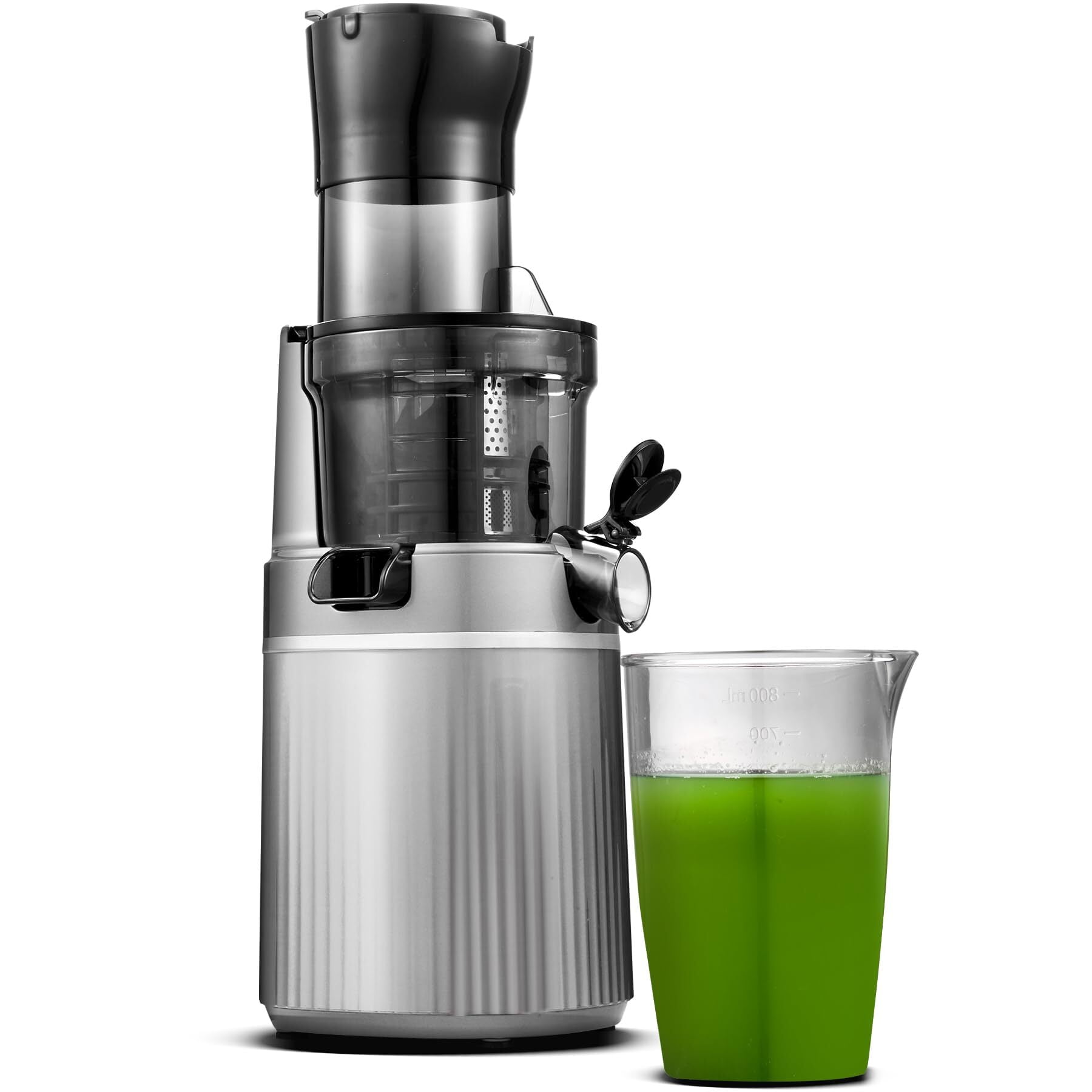 Cold Press Juicer, Aobosi Slow Masticating Juicer with Large Feed Chute, Quiet Motor & Reverse