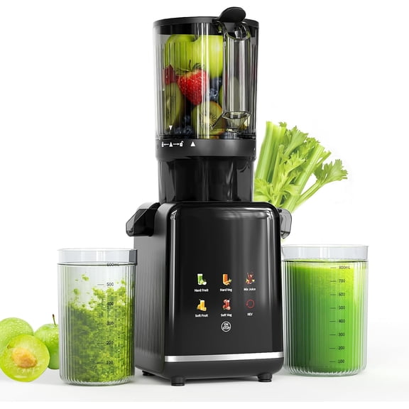 Cold Press Juicer, Juicer Machines with 4.35 Wide Feed Chute Juice Extractor Machine, Slow Masticating juicer for Whole Vegetables & Fruits, High Juice Yield, Easy to Operation & Clean